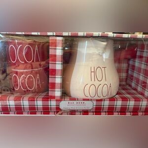 Rae Dunn Red and Cream Cocoa Mug Set